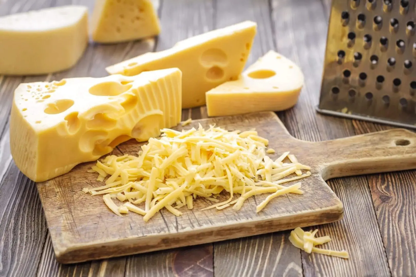Cheese blocks and grated cheese